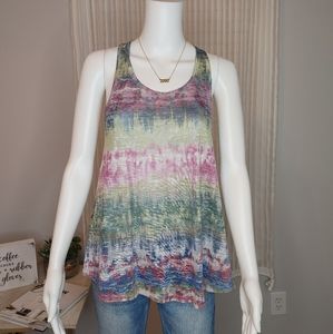 ENTI BRUSHED COLORBLOCK TIE DYE TANK TOP M